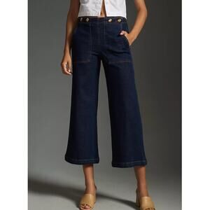 Pilcro Anthropologie $148 Kit Utility Trouser High-Rise Wide Leg Crop Jean Sz 28